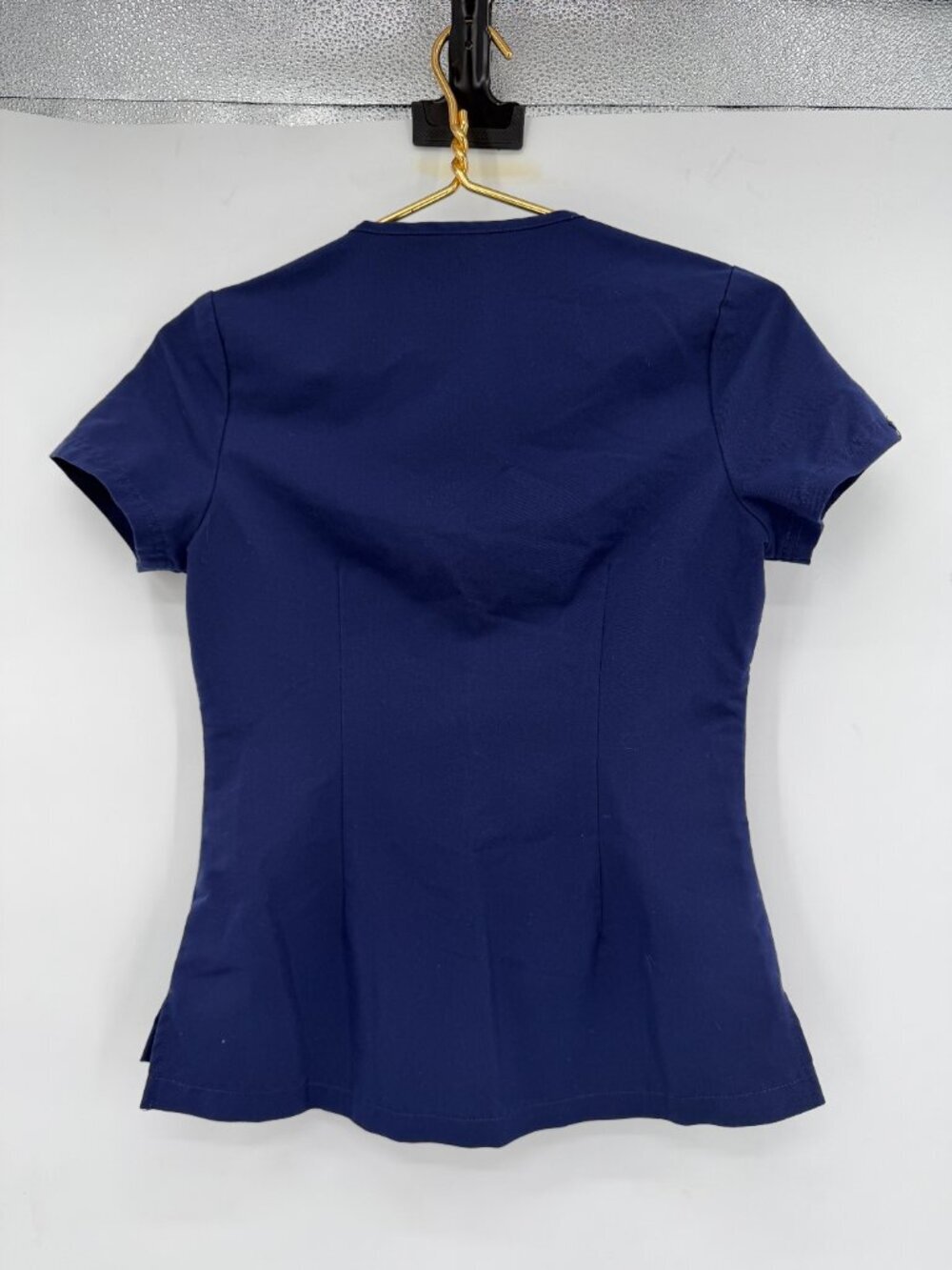 Jaanuu Women's Navy Blue Scrub Top XXS Stretch V-Neck Healthcare Medical Uniform - Picture 3 of 8